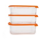 Набор контейнеров для СВЧ, 1л  3 шт арт. 67001 Каскад-2 квадро для хранения и заморозки продуктов