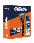 Набор подарочный, Gillette (Жиллет) станок для бритья Фьюжн с 1 сменной кассетой + пена для бритья успокаивающая 200 мл